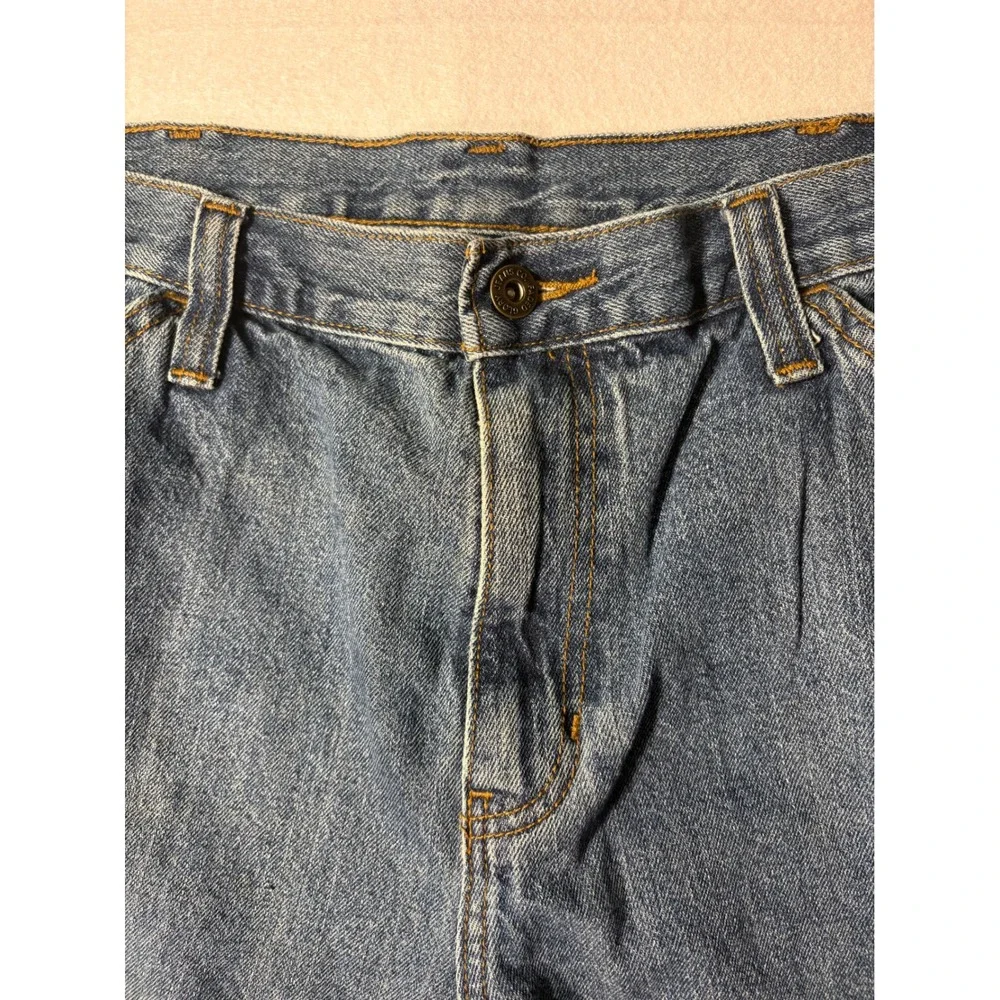 Faded Glory Men Carpenter Jean 34x32 Medium Wash Blue Denim Hammer Loop Workwear